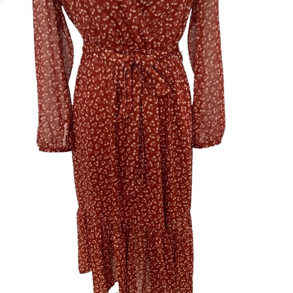 J. Crew Peasant Dress Sparkly Floral Cottagecore Faux Wrap  Dress Size 6 - Picture 7 of 13